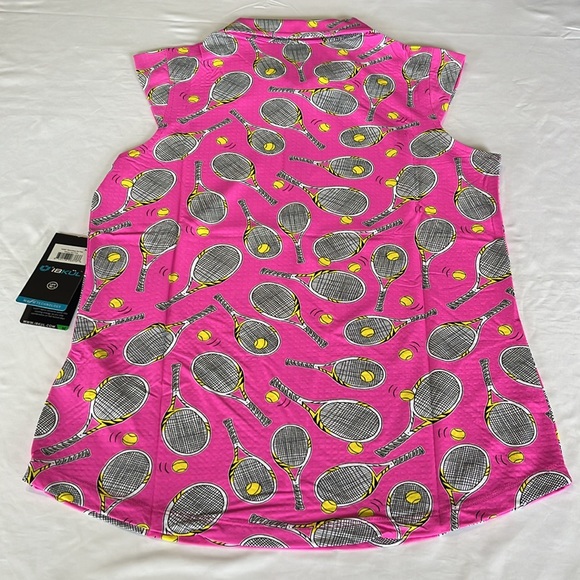 IBKUL Venus Print Sleeveless Polo Shirt Tennis BRAND NEW Hot PINK NWT - Picture 5 of 13